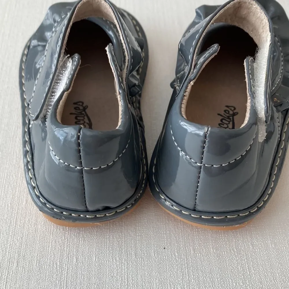 Laniecakes Girl's Patton Alligator Mary Jane‎ with Ruffle in Grey Size 5